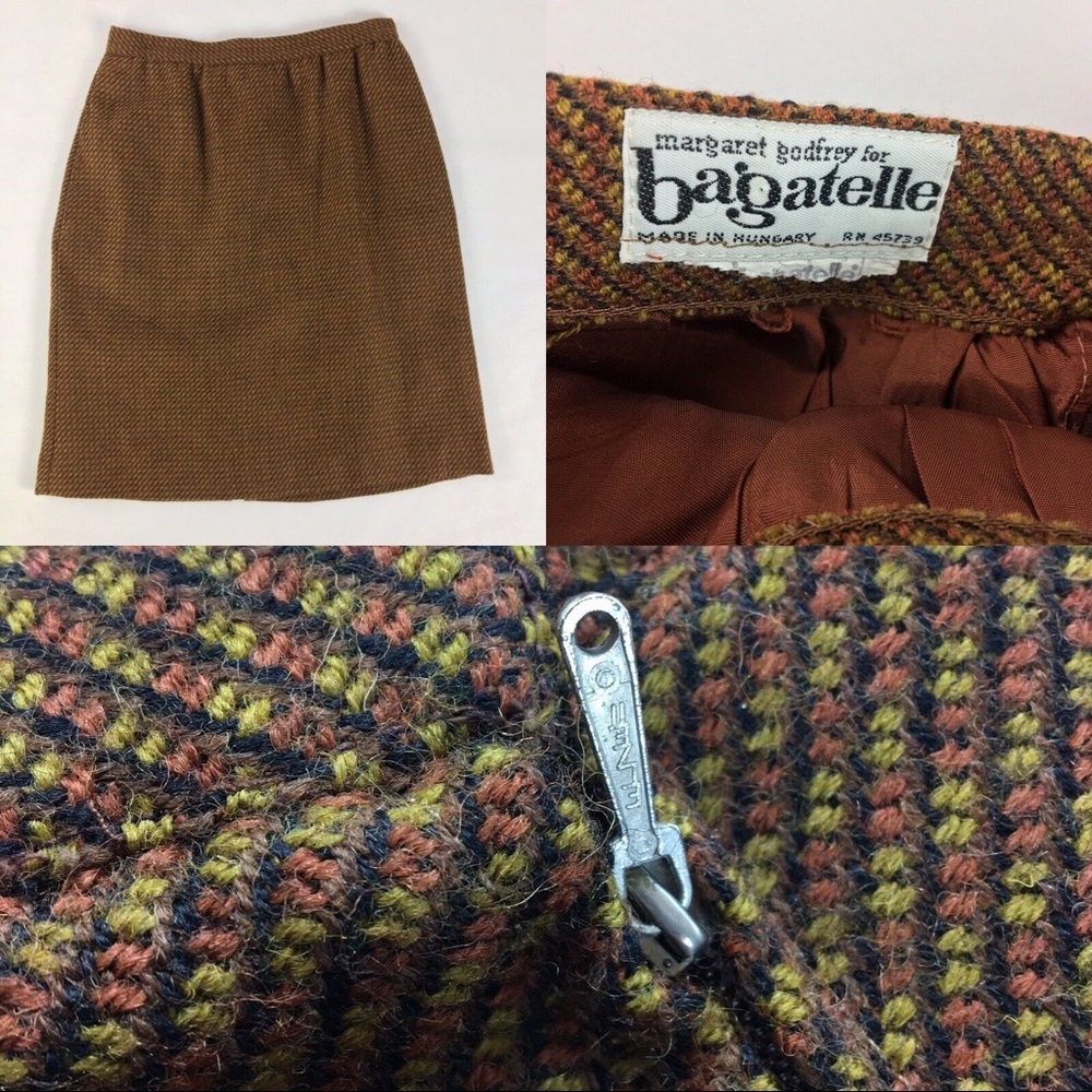 Vintage 70s Godfrey Bagatelle Wool Pencil Skirt